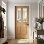 Internal Oak Door Made-to-Measure Unfinished Victorian 2 Panel 2 Light Clear Bevelled Glass