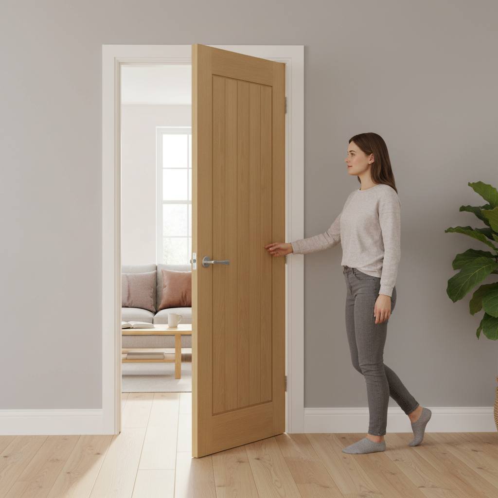 Premium Fully Finished Oak Internal Door with Cottage Style Design and Extra Thick 18mm Lippings