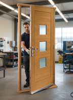 Premium Fully Finished Oak External Doorset with Obscure Glass, 5 Way Multi-Point Locking System & Security Features