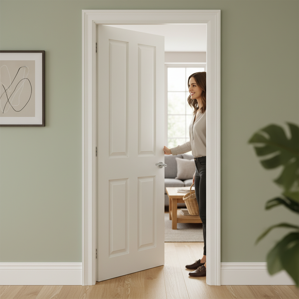 Premium White Moulded Flush Internal Door - Ready Primed for Easy Decoration and FSC Certified Construction