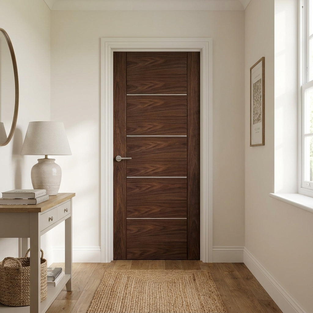 Internal Walnut Door Made-to-Measure Fully Finished 5 Panel Venice