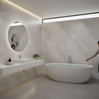 Premium Light Grey Marble PVC Gloss Waterproof Wall Panelling for Professional Use in High-Moisture Environments - Image 2