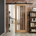 Premium Internal Unfinished Sliding Door with 3 Light Clear Glass and Black Steel Track for Customization