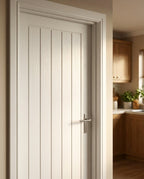 FD30 Fire Door, Internal White, 5 Panel Cottage Design, Smooth Finish - detail view