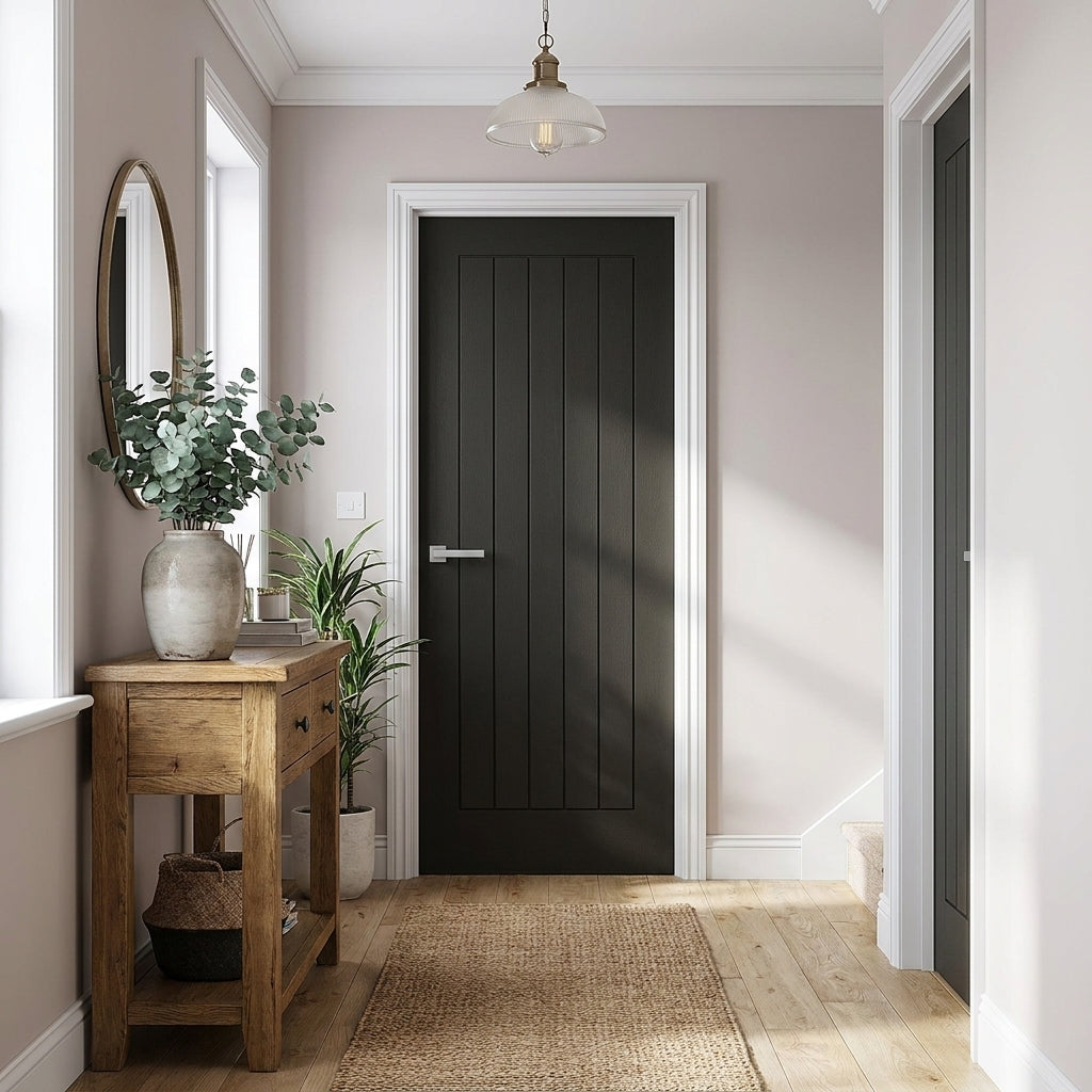 Internal Black Oak Fire Door FD30 Rated, Fully Finished with Solid Engineered Core