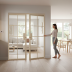 Premium Clear Glazed Double Pocket Door System with Galvanised Steel Frame and Customisable Jamb Options