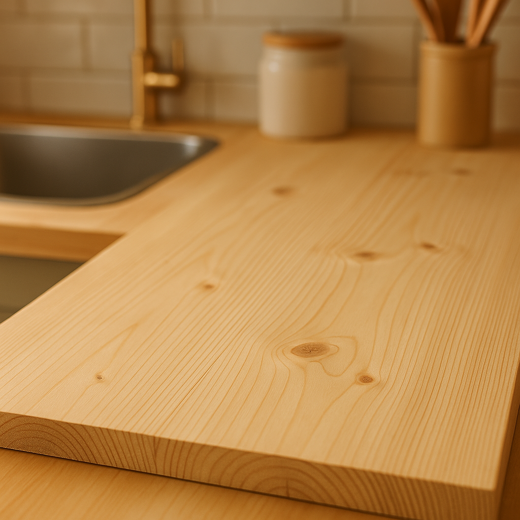 Solid Redwood Pine Furniture Board, 18mm Thickness, Unfinished Finish - detail view