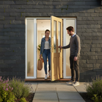 Premium Unfinished Oak External Door with 4 Panels and 2 Clear Glass Lights for Custom Finishing - Image 2