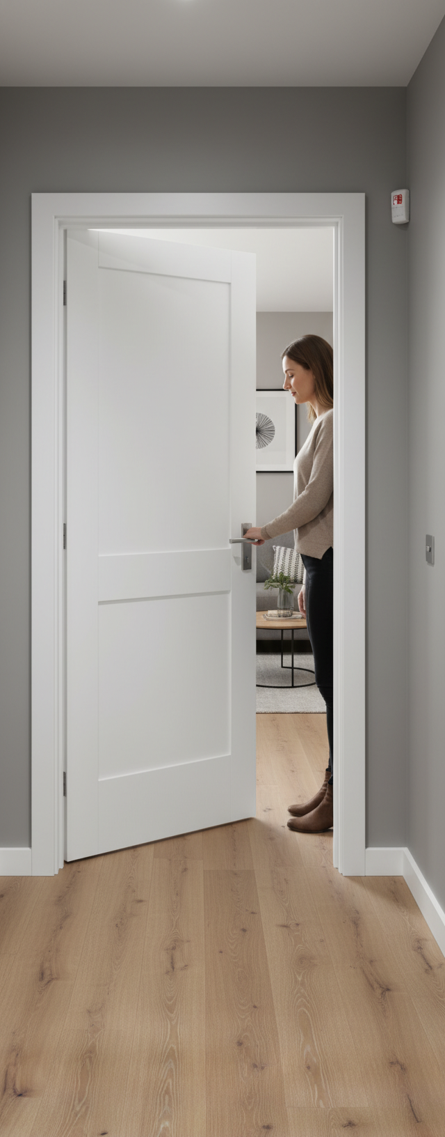 Premium White Primed Flat Panel Fire Door with Engineered Construction for Enhanced Strength and 30 Minutes Fire Rating