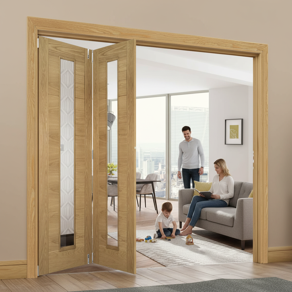 Premium Clear Glazed Bi-Folding Room Divider with Top Hung System and Various Configurations Options