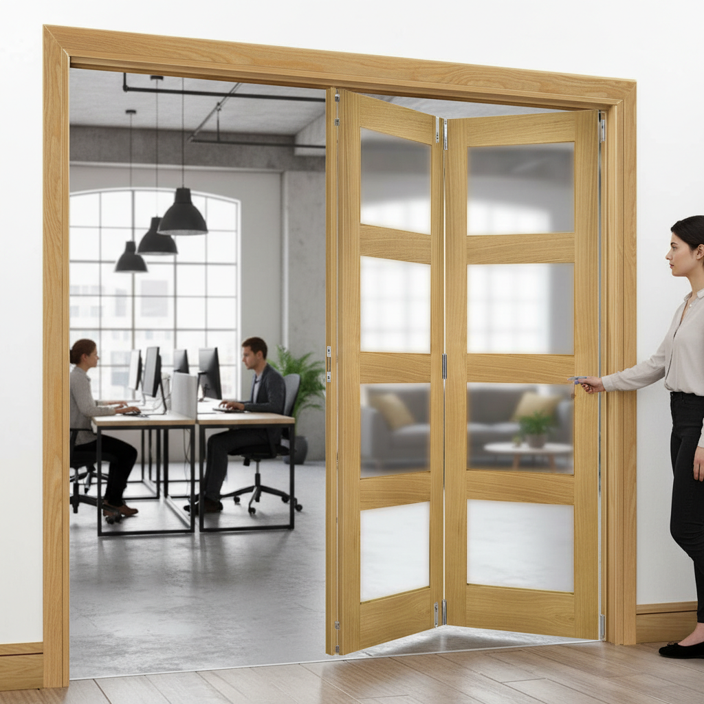 Premium Obscure Glazed Room Divider with Top Hung System - Versatile Bi-Folding Doors for Flexible Space Management