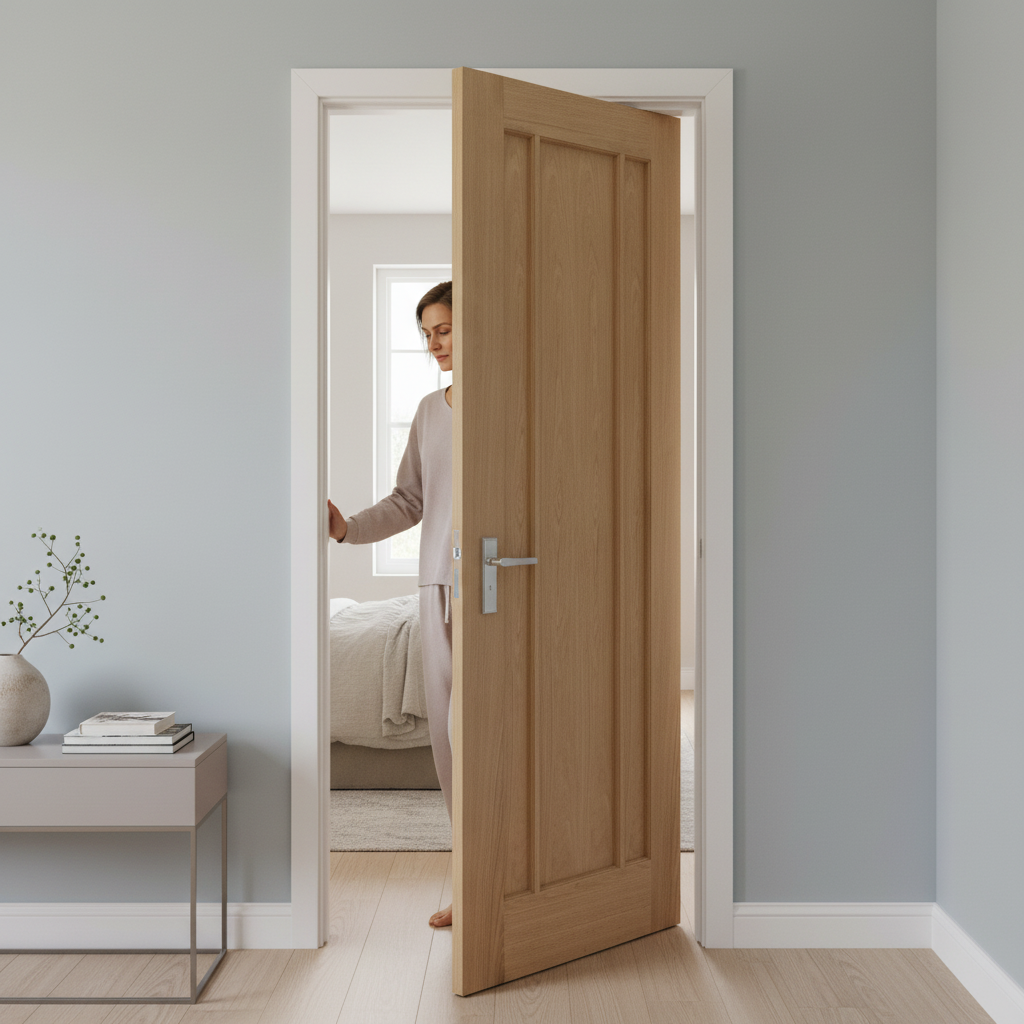 Premium Unfinished 3 Panel Internal Oak Door with Solid Core Construction - Ideal for Renovation Projects - Image 2