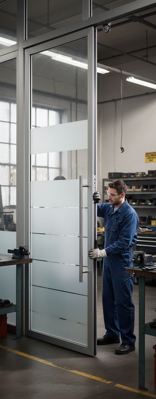 Premium Satin Glass Door with Sandblasted Lines, Frameless Design, and Versatile Sizes Up to 1026mm x 2040mm