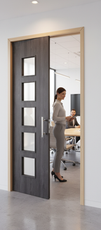 Premium Custom Made Dark Grey Ash Flush Glazed Internal Door with Safety Glass and Solid Core Construction