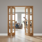 Premium 4 Leaf Bi-Folding Door Set with High-Quality Hardware and Polished Chrome Finish for Space-Saving Room Separation