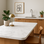 Calacatta Marble Rounded Edge Laminate Worktop 3000mm x 600mm x 38mm