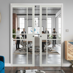 Premium Industrial Style Glazed Double Pocket Door Set with Steel Frame and Adjustable Jambs for Seamless Openings