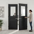 Premium Internal Black Primed Henley 2 Panel 1 Light Door Pair for Modern and Traditional Interiors