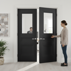 Premium Internal Black Primed Henley 2 Panel 1 Light Door Pair for Modern and Traditional Interiors