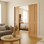 Premium Double Pocket Door Set with Bevelled Panels and Galvanised Steel Frame for Modern Interiors
