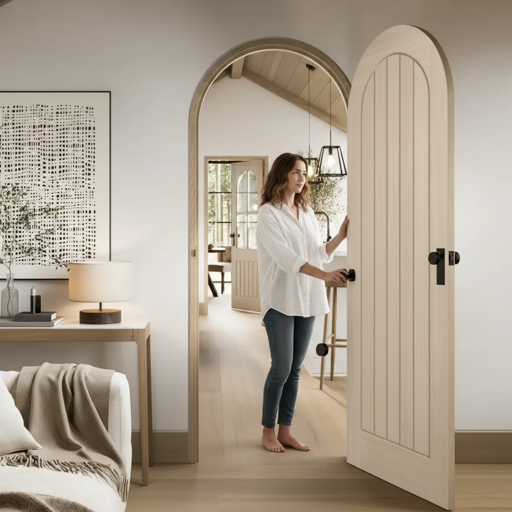 Premium Arched Internal Door in Blonde Oak with Engineered Construction and Eco-Friendly Timber