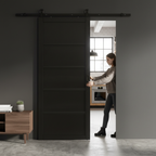 Premium Industrial Studio 5 Panel Door with Matt Black Top Mounted Track - Fully Finished for Easy Installation