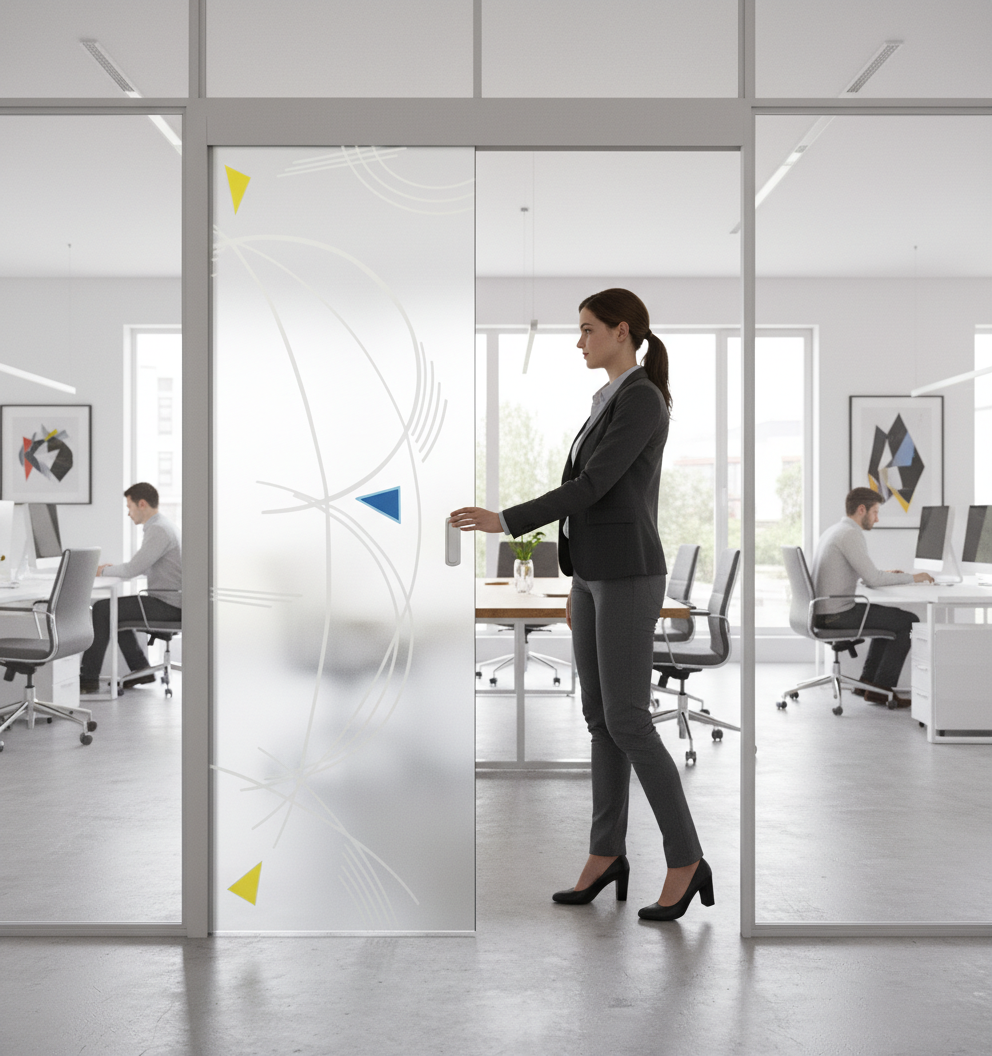 Premium Frameless Satin Glass Door with Easy-Clean Finish and Stylish Brackets - Custom Sizes Available