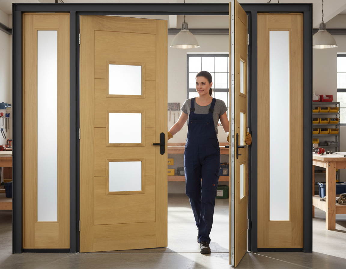 Premium Grand Entrance Double Doors with Matching Sidelights - 44mm Thick, Adjustable Height Sidelights