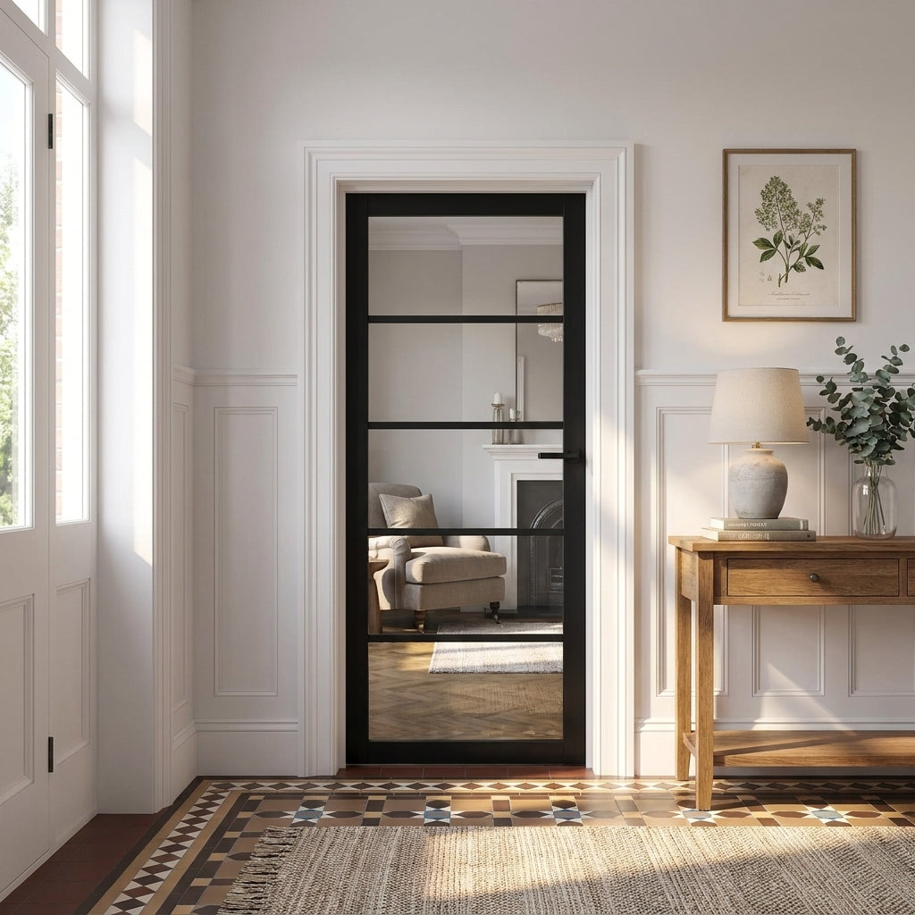 Internal Black Door Fully Finished 5 Light Clear Glass Industrial Design