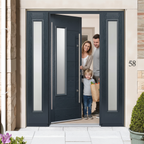 Premium Glazed Composite Grand Entrance Door with Frosted Side Panels, Easy Installation, and Low Maintenance Options