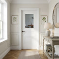Internal White Door with 1 Light Clear Glass, Primed Finish, 2 Panel Design