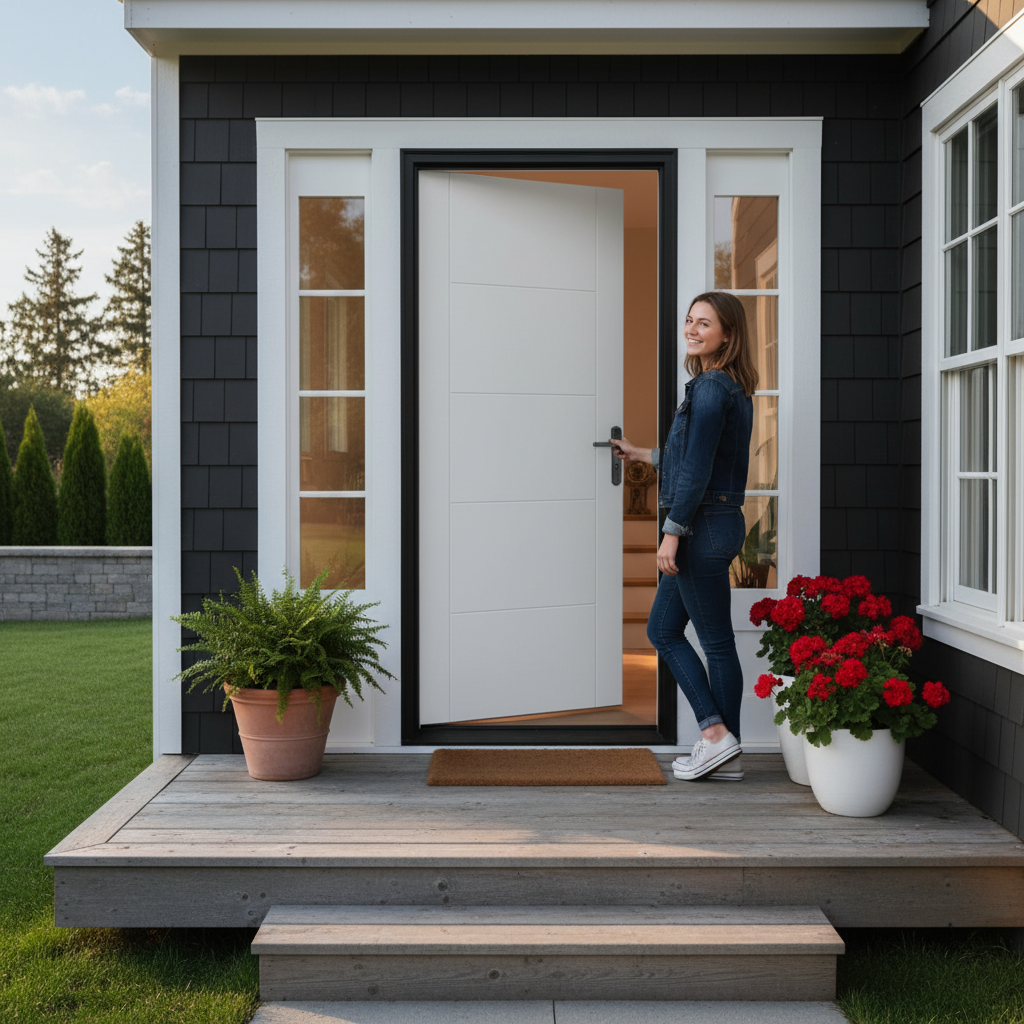 Premium External White Painted Composite Solid Door with Custom Trimming and Lifetime Guarantee