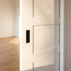Internal Pocket Door Set White Primed Shaker 4 Panel 100mm Solid Core - detail view