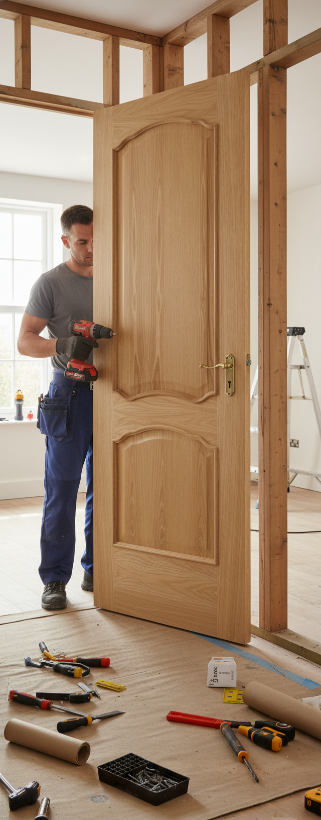 Premium Oak Internal Door with Raised Panels and Unfinished A-Grade Veneer - Ideal for Custom Finishes