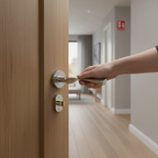Premium Fire Rated Lever Handle Set with Radius Corner Rose - Two-Tone Chrome Finish for Enhanced Safety and Durability - Image 2