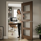 Premium Clear Glazed Internal Fire Door with Toughened Safety Glass Panels and Rustic Sleek Design