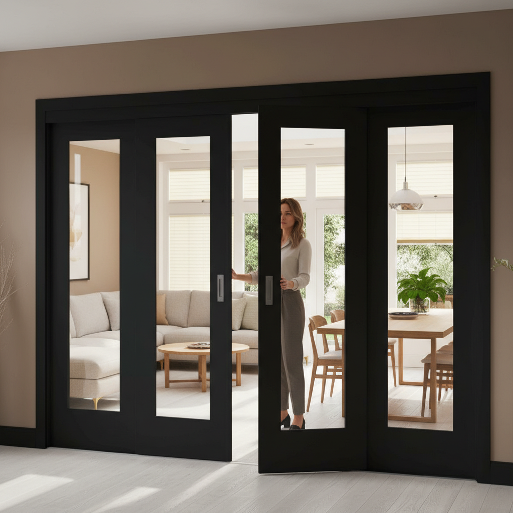 Premium Custom Sliding French Doors with Fixed Panels - Versatile Open-Plan Design for Your Home