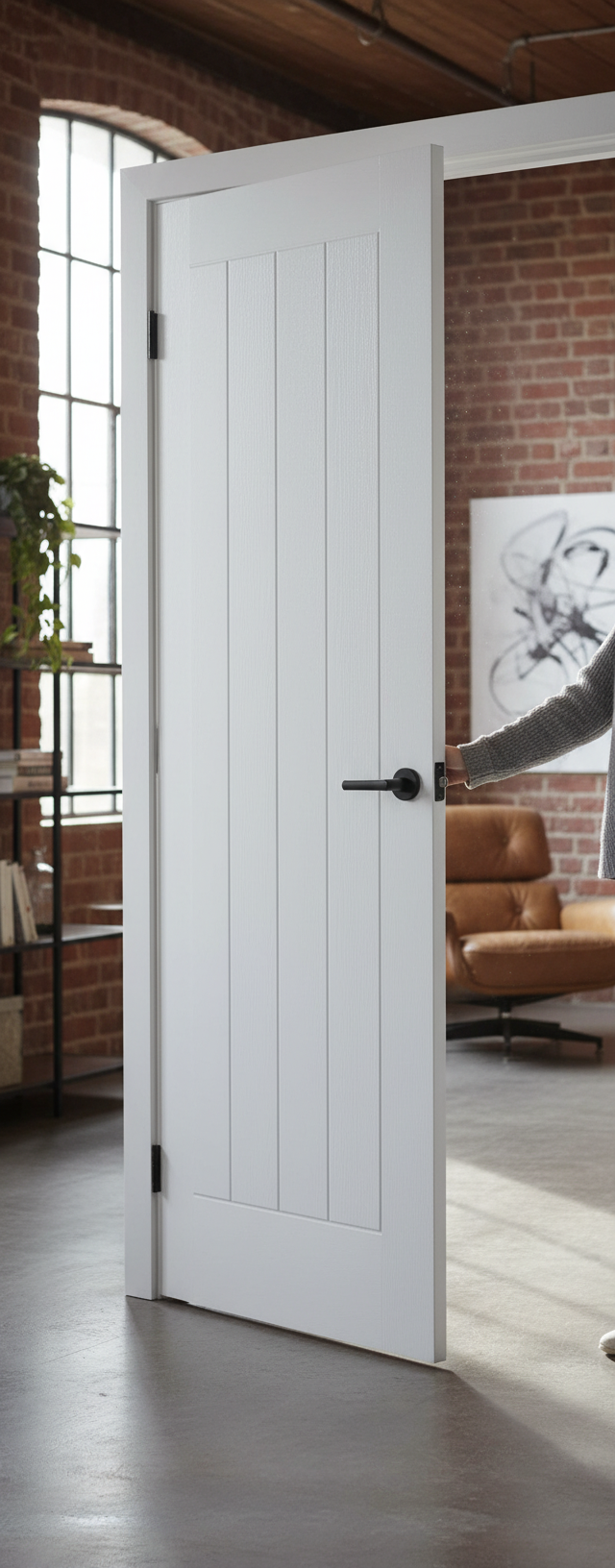 Premium 1 Light Textured Internal Door with Clear Glass and Frosted Lines for Modern Home Design