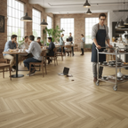 Premium 5mm Embossed Purecoat Rigid Core Vinyl Flooring in Herringbone Oak Design for High Traffic Areas