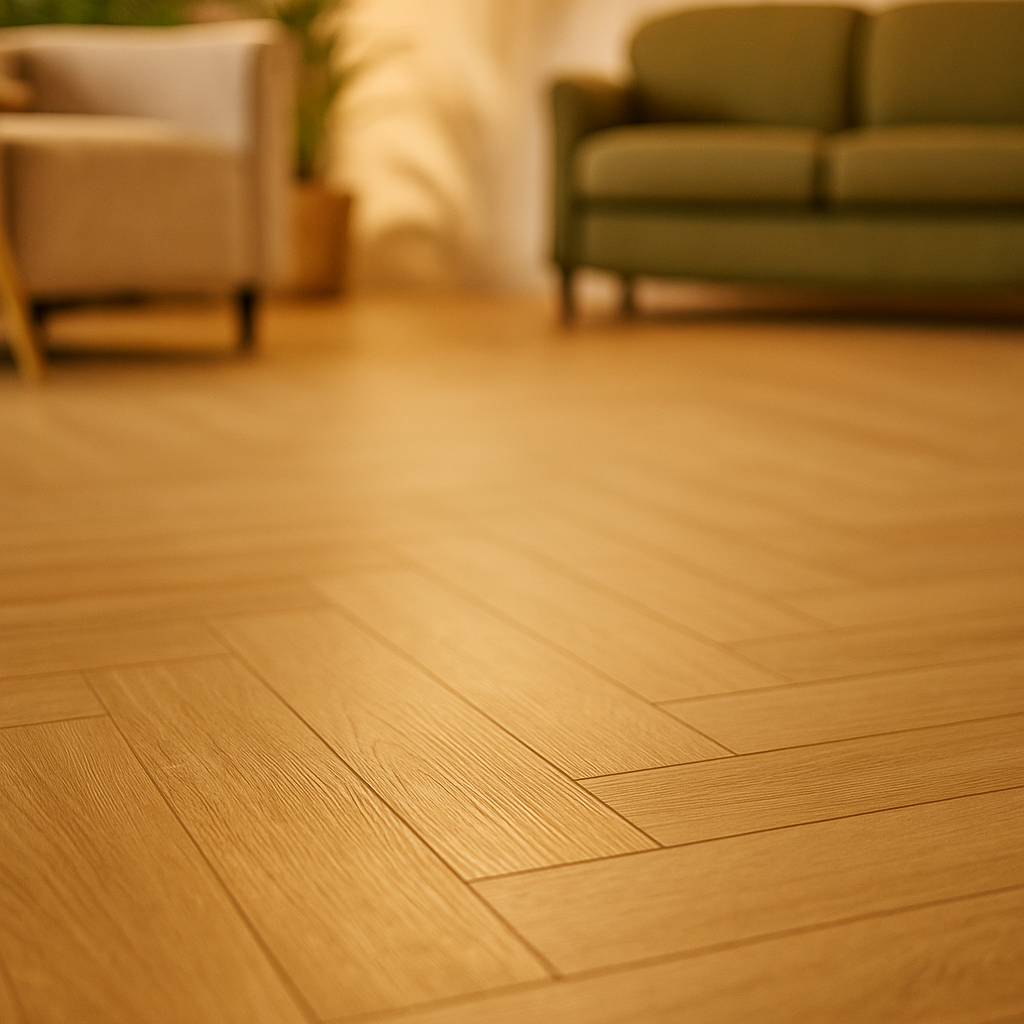 Herringbone Rigid Core LVT Flooring in Prime Oak, 5.5mm Thickness - detail view