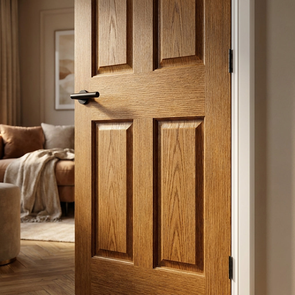 Internal Oak Door Made-to-Measure Unfinished Traditional Victorian 4 Panel - detail view