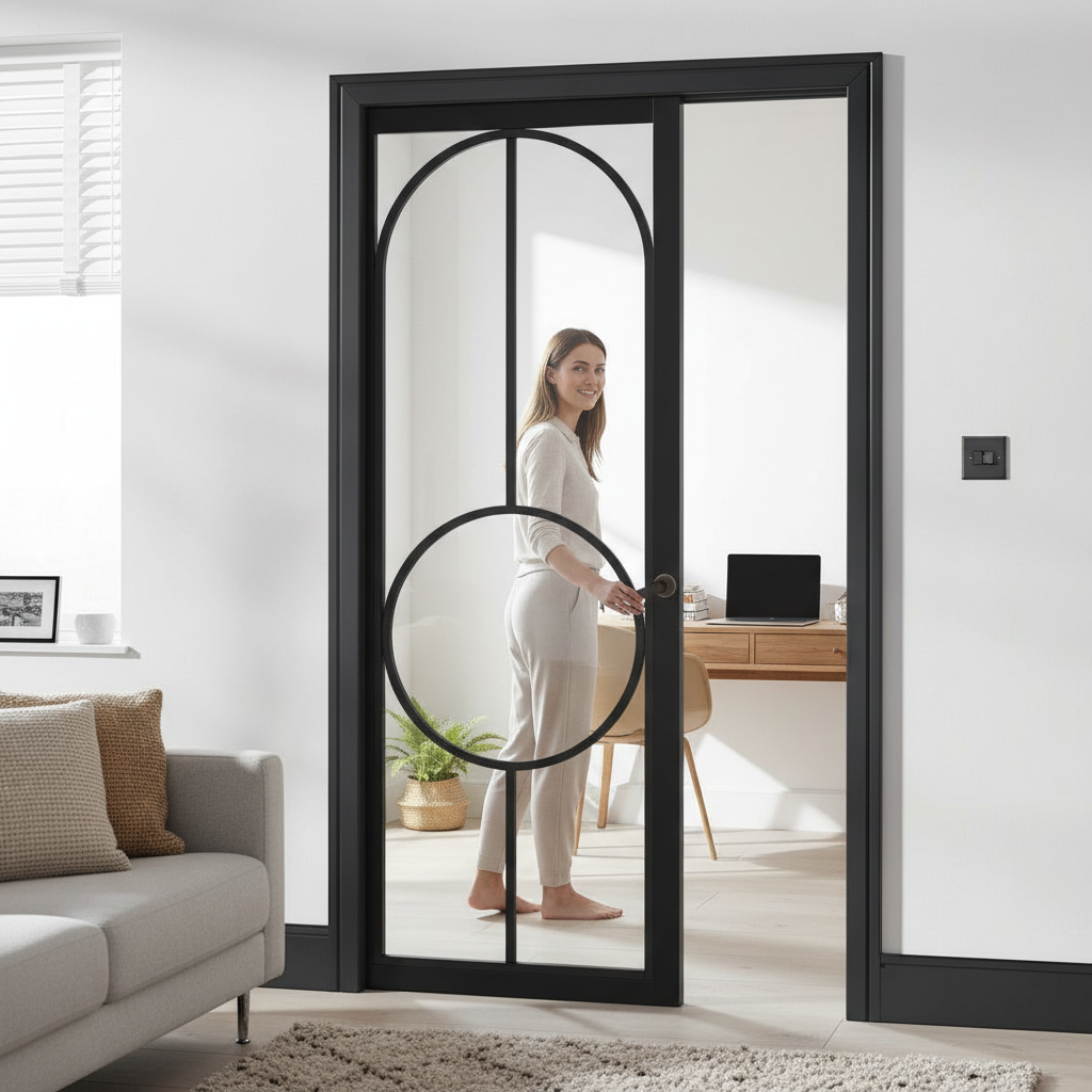 Premium Clear Glazed Pocket Door Set with Galvanised Steel Frame and Adjustable Runners for Modern Interiors