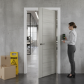 Premium Light Grey Laminate Fire Door with Modern 5 Panel Design for Stylish Interior Upgrade