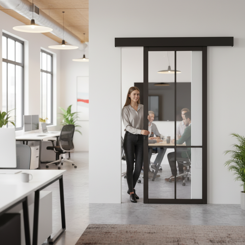 Premium Clear Glazed Sliding Door Set with Wall-Mounted Pelmet Kit, 2m Track, and Heavy Duty Runners for Modern Interiors