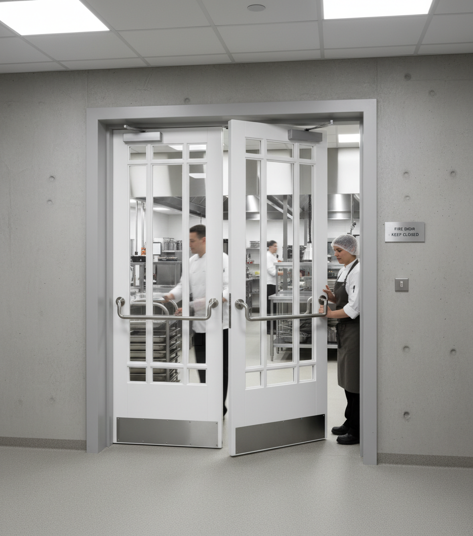 Premium Custom Made Fire Doors with Clear Glazed Panels and 30-Minute Fire Rating