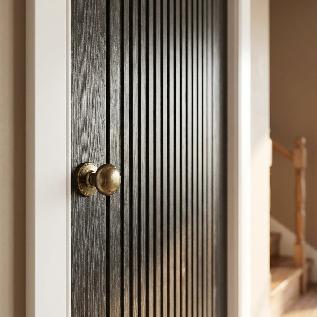 Internal Door, Fully Finished Grey Miami, Solid Engineered Core - detail view