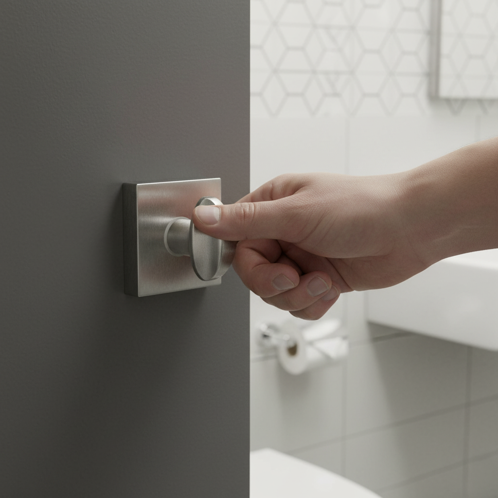 Premium WC Turn and Release Lock on Minimal Square Rose - Satin Chrome Finish with Contemporary Design and Durable Construction - Image 2