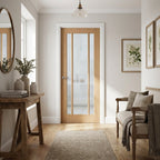 Internal Oak Door Unfinished with 3 Light Toughened Obscure Glass, Made to Measure