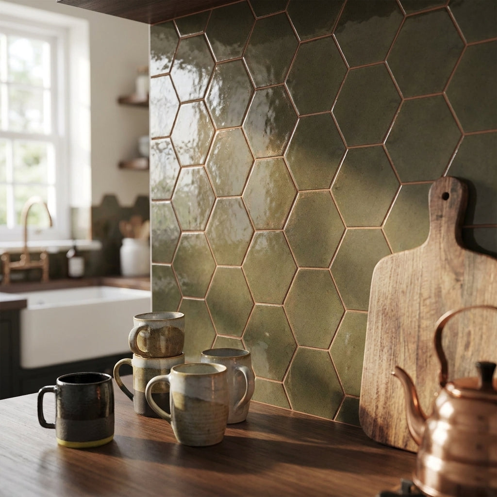 Ceramic Wall Tile 150 x 173mm, Ash Gloss, Smooth Finish, 0.86m² Coverage - detail view