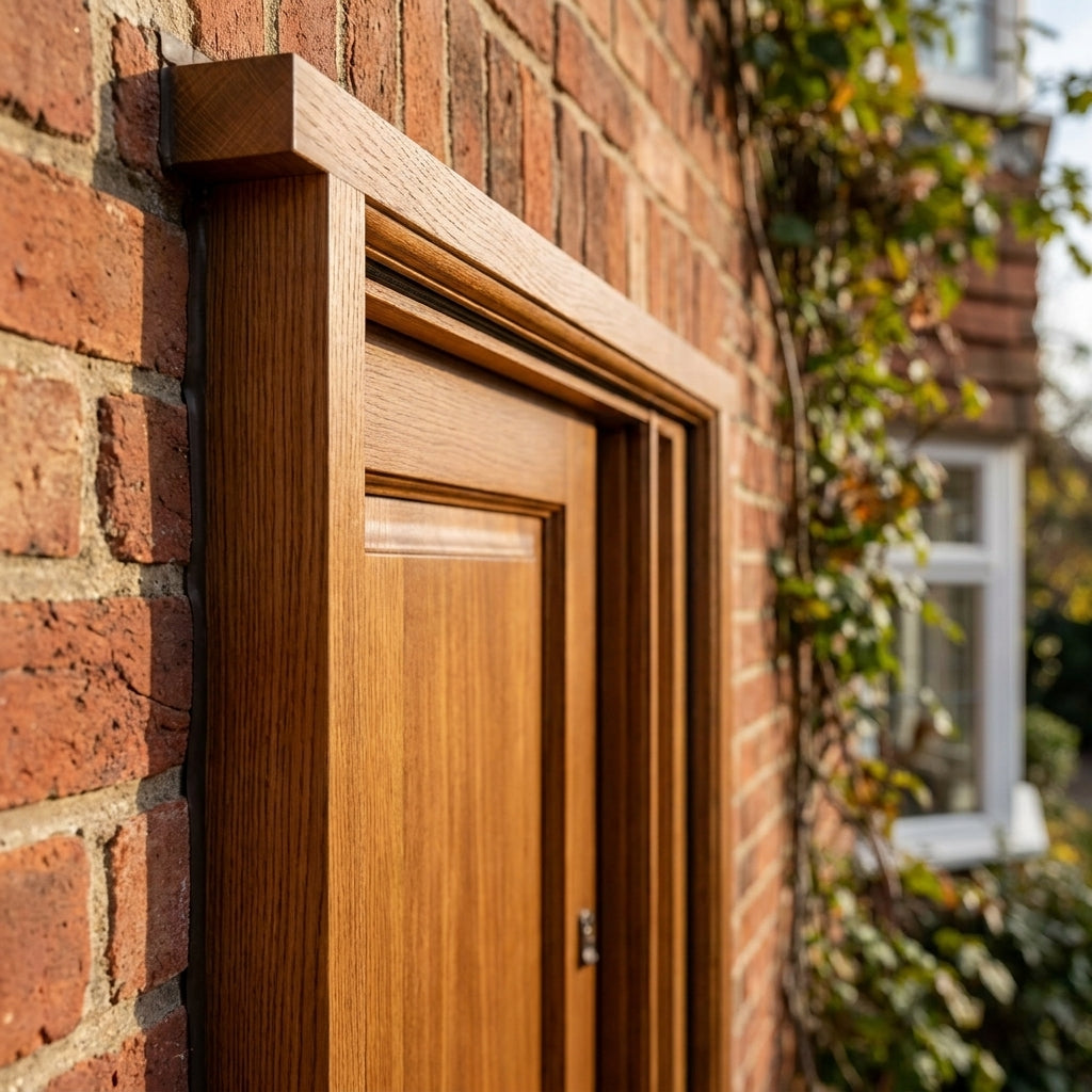 External Oak Timber Door Frame and Cill, Unfinished - detail view